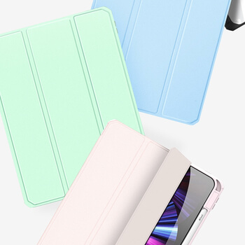 2v1 Smart flip cover + zadní silikonový ochranný obal s držákem na pero pro Xiaomi Pad 5 Pro - světle modrý
