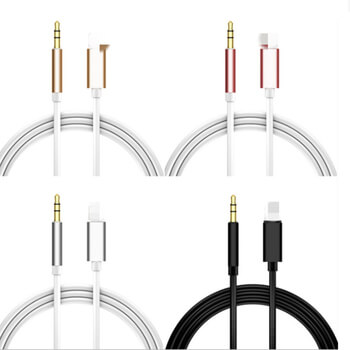 Audio Jack propojovací kabel AUX redukce s Lightning konektorem světle růžový