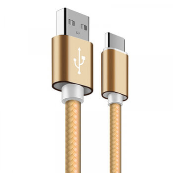 Nylonový USB kabel Type-C - zlatý