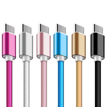 Nylonový USB kabel Type-C - stříbrný