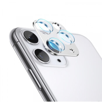 2v1 Ochranný hliníkový rámeček a ochranné sklo na zadní kameru pro Apple iPhone 11 Pro Max - stříbrný