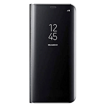 Zrcadlový plastový flip obal pro Samsung Galaxy A12 A125F - černý