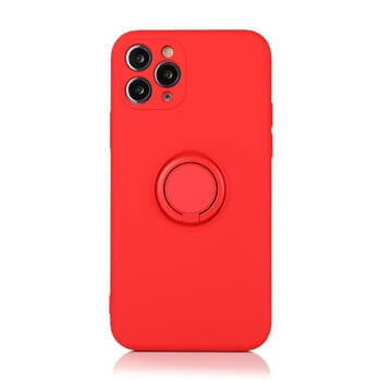 Silikonový ochranný obal s držákem na prst Apple iPhone SE (2020) - červený