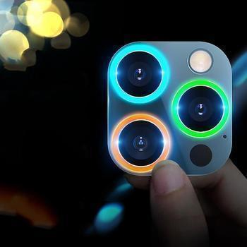 Svítící ochranné sklo pro objektiv fotoaparátu a kamery pro Apple iPhone 12 modré