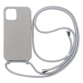 Gumový ochranný kryt se šňůrkou na krk pro Apple iPhone 13 Pro Max - šedý