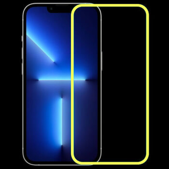 Ochranné tvrzené sklo se svítícím rámečkem pro Apple iPhone 12 - žluté