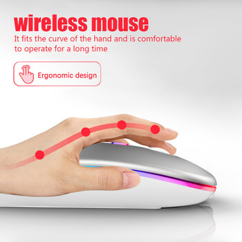 Bezdrátová dobíjecí myš s LED podsvícením šedá