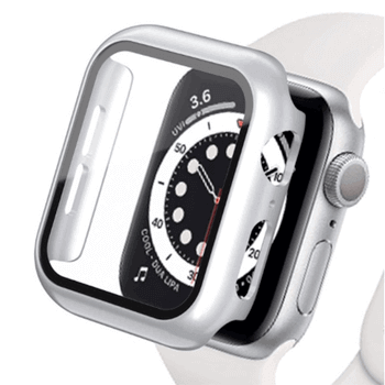 2v1 Kryt s ochranným sklem na Apple Watch 45 mm (9.série) - stříbrný