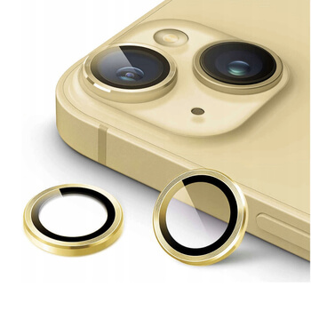 Metalické ochranné sklo na čočku fotoaparátu a kamery pro Apple iPhone 15 Pro Max - zlaté