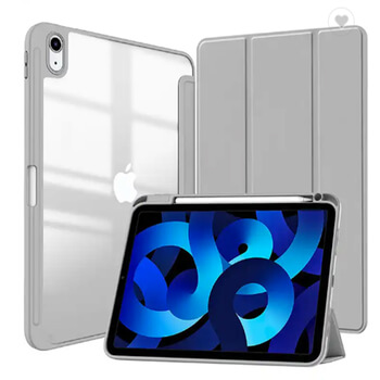 2v1 Smart flip cover + zadní silikonový ochranný obal s držákem na pero pro Xiaomi Pad 6 Pro - šedý