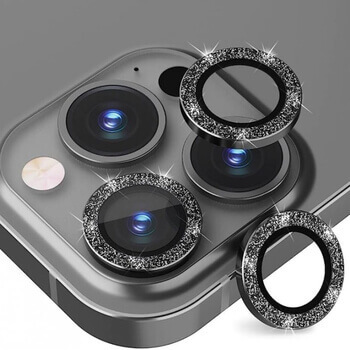 Třpytivé ochranné sklo na čočku fotoaparátu a kamery pro Apple iPhone 15 Pro Max - černé