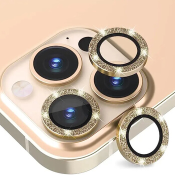 Třpytivé ochranné sklo na čočku fotoaparátu a kamery pro Apple iPhone 15 Pro - zlaté