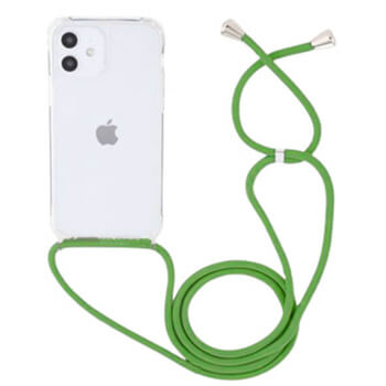 Průhledný silikonový ochranný kryt se šňůrkou na krk pro Apple iPhone 11 Pro - světle zelená