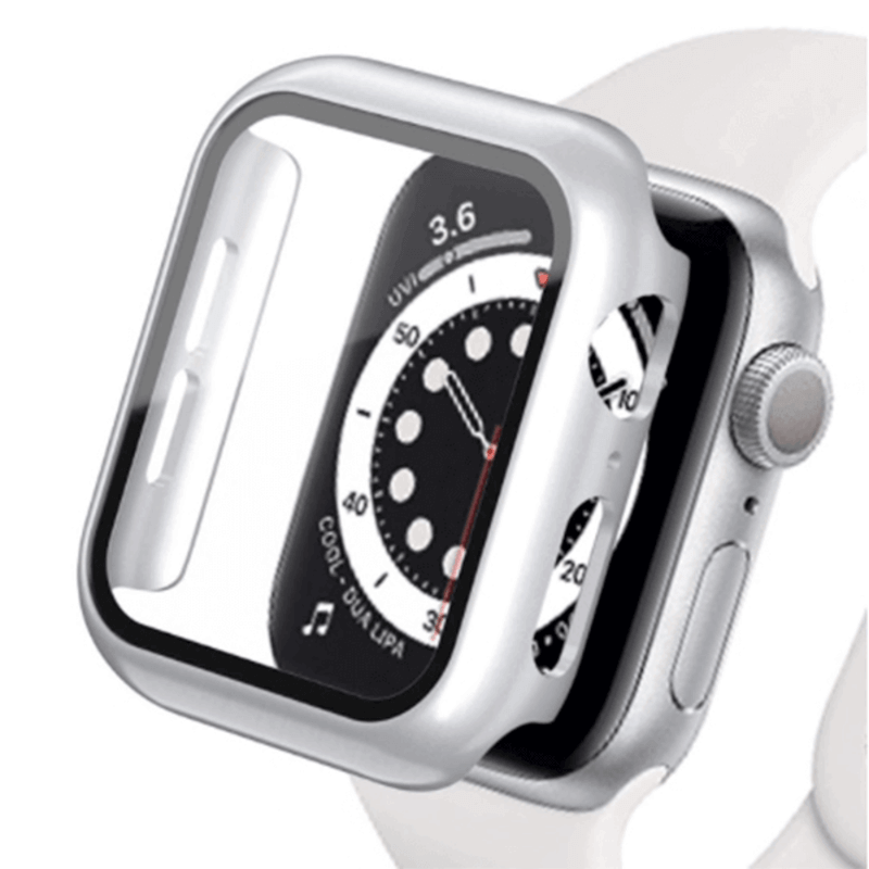 2v1 Kryt s ochranným sklem na Apple Watch 41 mm (9.série) - stříbrný