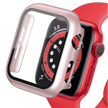 2v1 Kryt s ochranným sklem na Apple Watch SE 44 mm (2023) - světle růžový